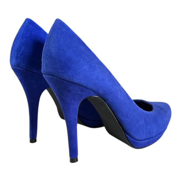 Vintage Cindy Lou Royal Blue Suede Heels Size 8 New in Box Leather Upper Y2K - Picture 10 of 12